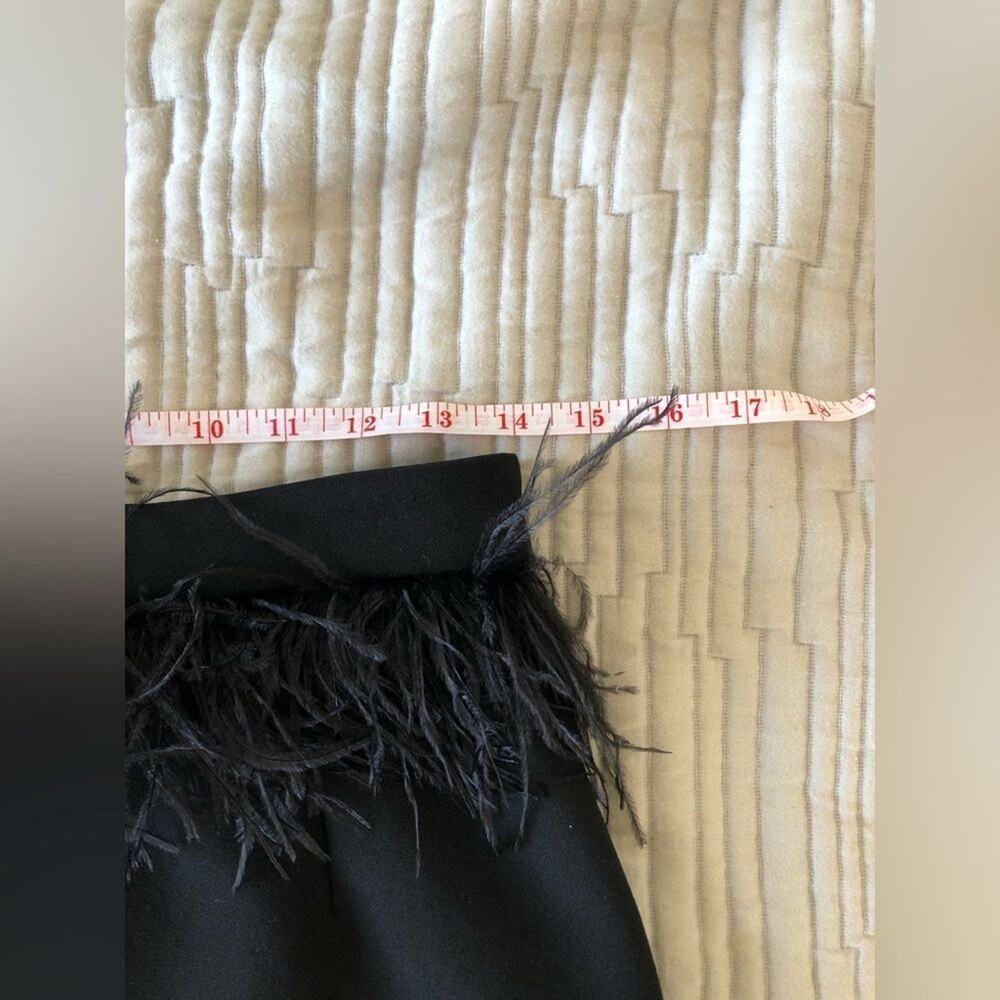 Elliatt Neiman Marcus Coco Feather Trimmed Black Mini Skirt Size M High Waist - Picture 9 of 11